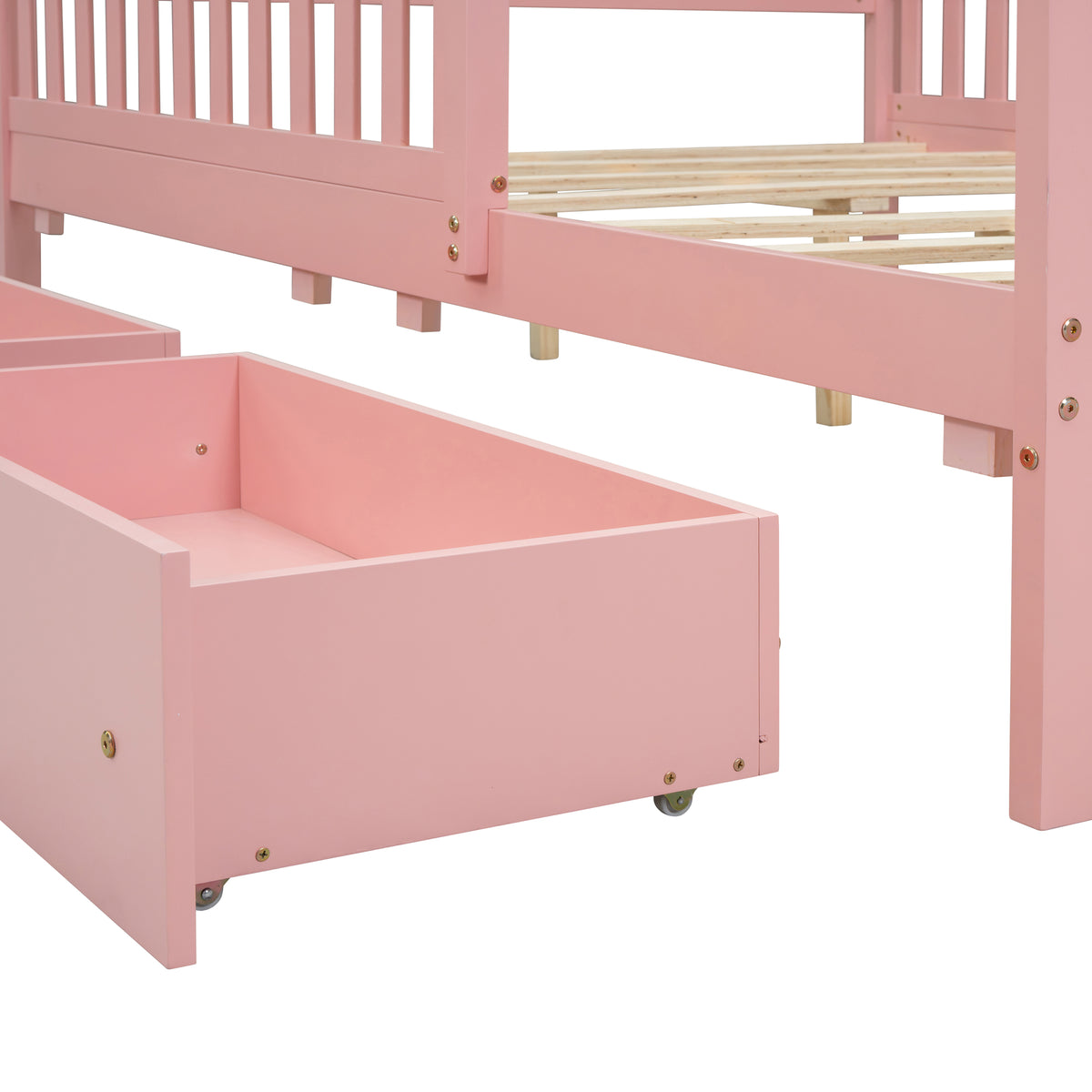 variant-group:rf-n733p172700h|Roomfitters Full Size Wood Platform Bed with Guardrails and Two Storage Cabinets, Pink
