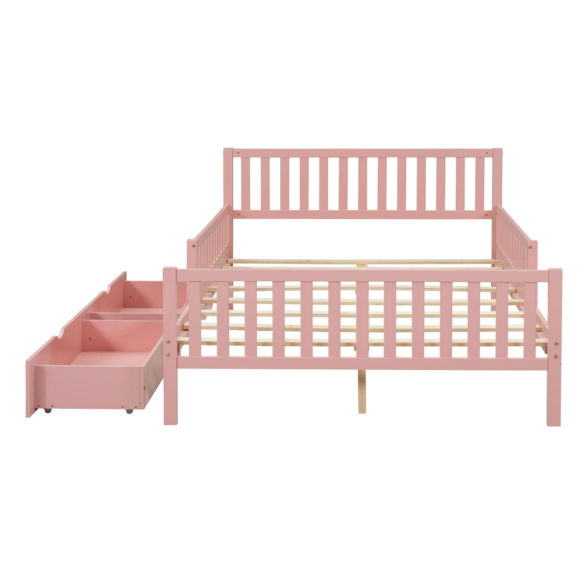 variant-group:rf-n733p172700h|Roomfitters Full Size Wood Platform Bed with Guardrails and Two Storage Cabinets, Pink