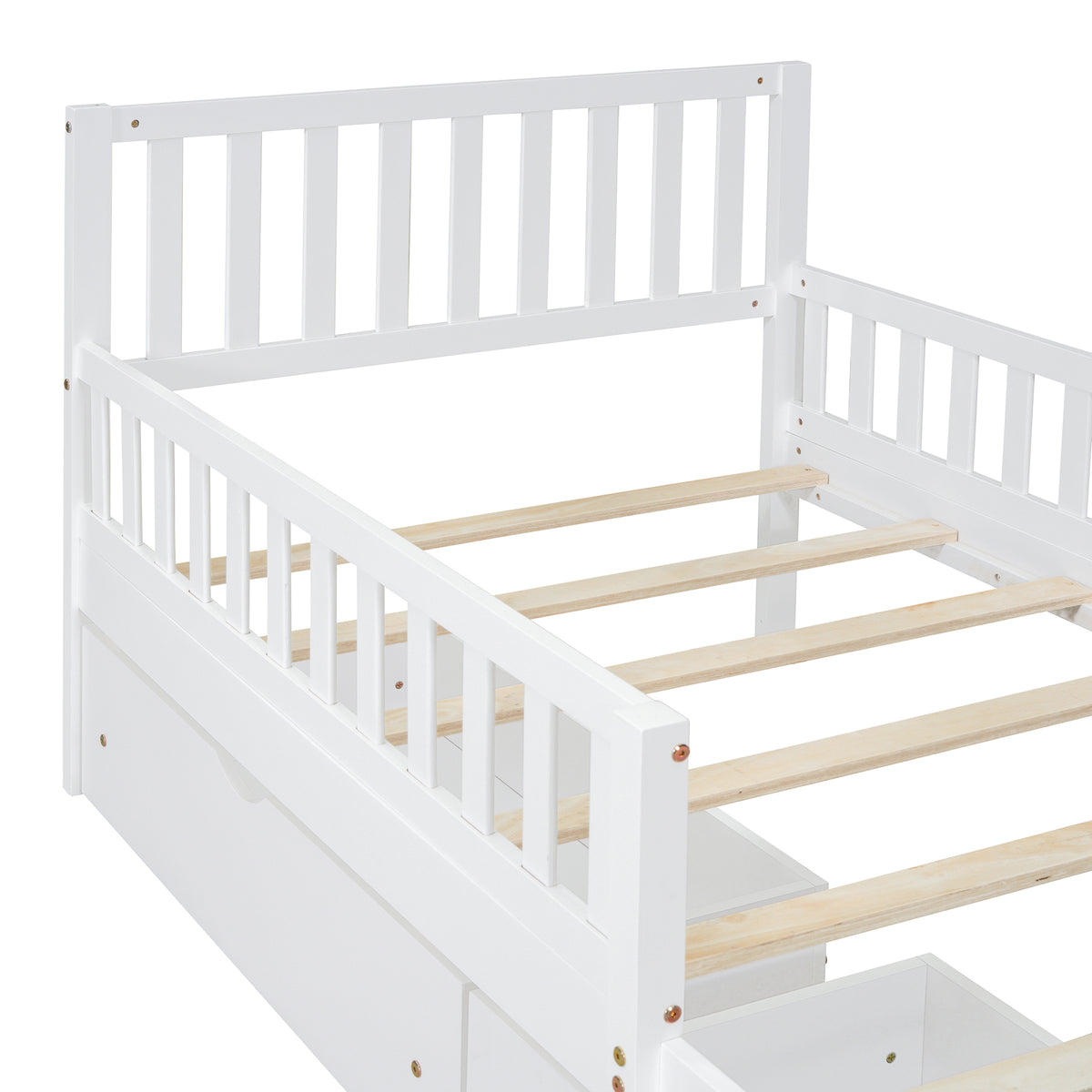 variant-group:rf-n733p172696k|Roomfitters Twin Size Wood Platform Bed with Guardrails and Two Storage Cabinets, White