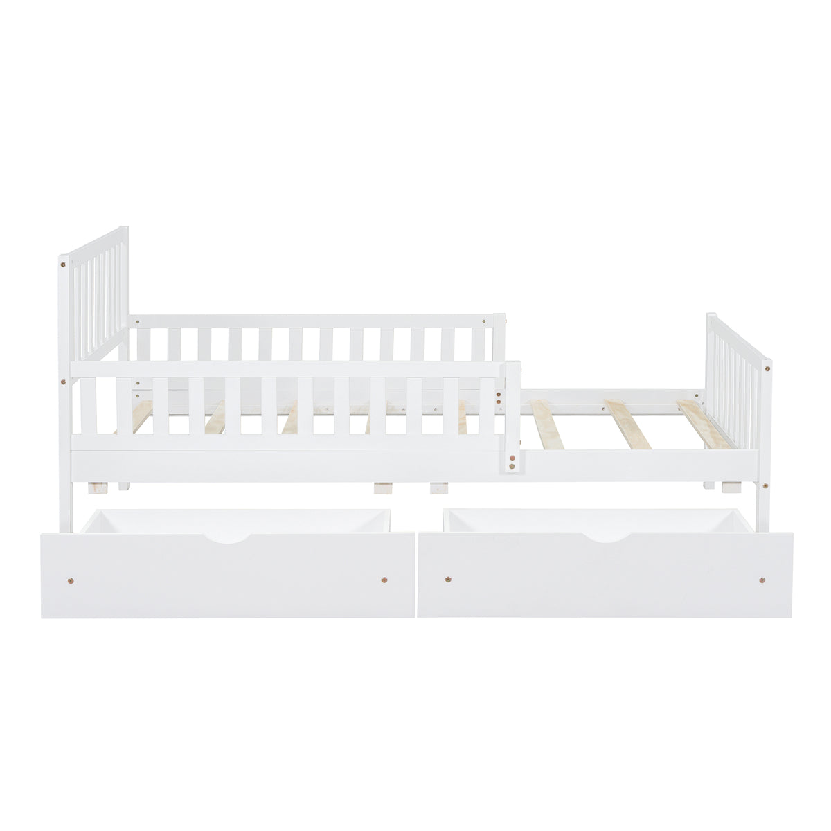 variant-group:rf-n733p172696k|Roomfitters Twin Size Wood Platform Bed with Guardrails and Two Storage Cabinets, White