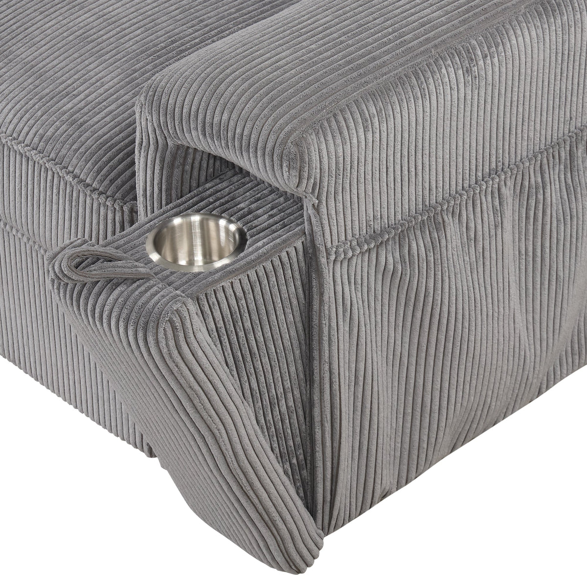 Roomfitters Upholstery Sleeper Sectional Sofa with Storage Bags and 2 Cup Holders on Arms, Gray Roomfitters