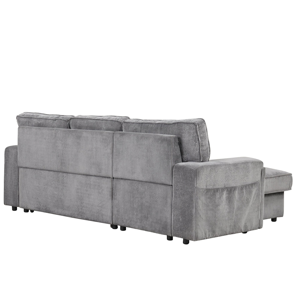 Roomfitters Upholstery Sleeper Sectional Sofa with Storage Bags and 2 Cup Holders on Arms, Gray Roomfitters