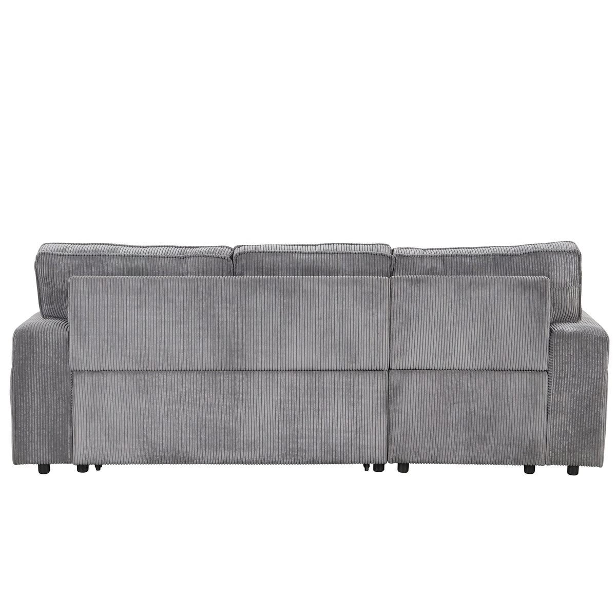 Roomfitters Upholstery Sleeper Sectional Sofa with Storage Bags and 2 Cup Holders on Arms, Gray Roomfitters