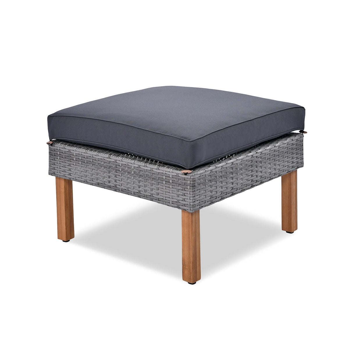 Roomfitters 9-Piece Outdoor Patio Furniture Set with Gray Rattan Sectional Sofa, 2 Armchairs and Wood Top Coffee Table, Gray Roomfitters