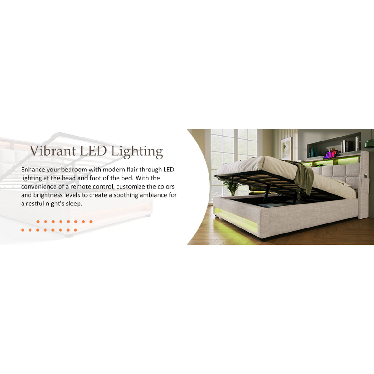variant-group:rf-n736aa20690708b|Roomfitters Full Size Upholstered Platform Bed with Storage System, USB Charging Ports, Natural