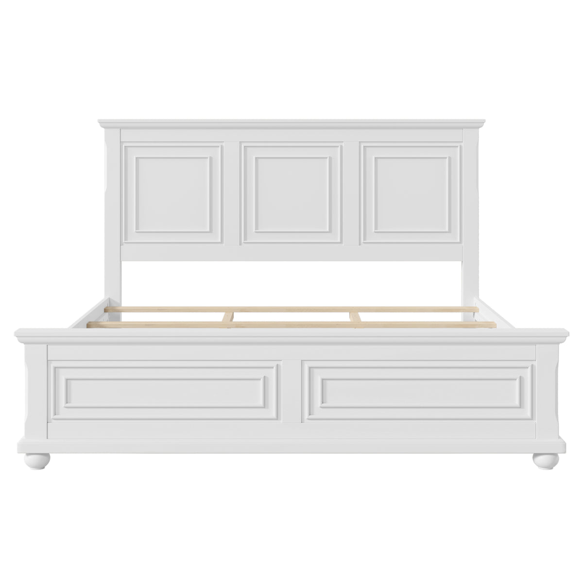 variant-group:rf-n701bs701p422951k|Roomfitters King Size Traditional Pinewood Vintage Tall Headboard Bed Frame, Country Panel Wood Bed, No Box Spring, White