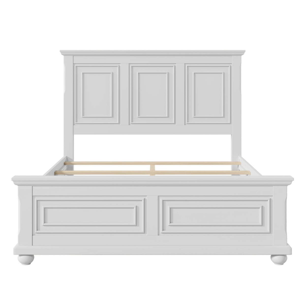 variant-group:rf-n701bs701p422959k|Roomfitters Queen Size Traditional Pinewood Vintage Tall Headboard Bed Frame, Country Panel Wood Bed, No Box Spring, White