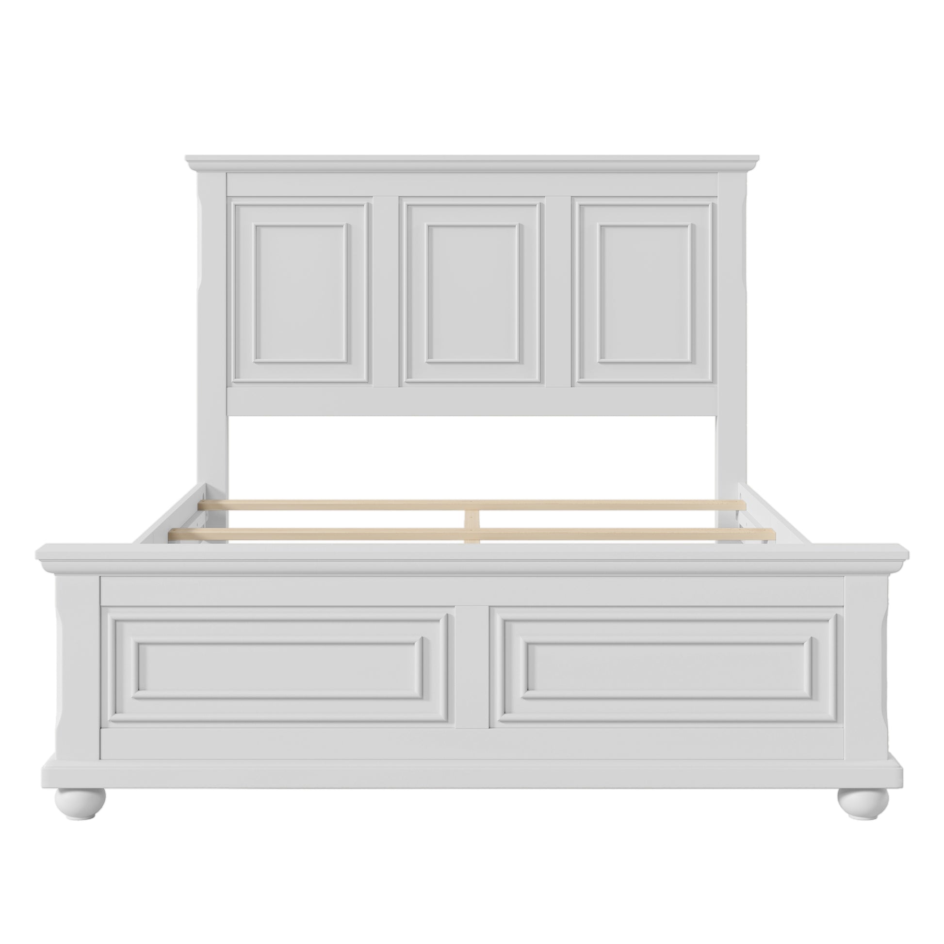variant-group:rf-n701bs701p422959k|Roomfitters Queen Size Traditional Pinewood Vintage Tall Headboard Bed Frame, Country Panel Wood Bed, No Box Spring, White