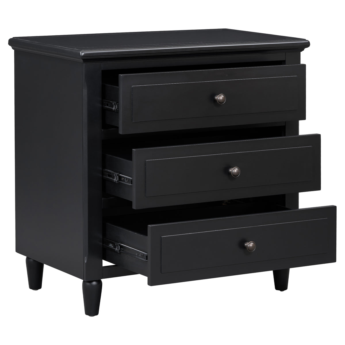 variant-group:rf-n711wf319366aab|Roomfitters 3-Drawer Nightstand Storage Wood Cabinet with Spacious Drawers for Bedroom or Living Room Organization, Durable and Stylish Design, Black