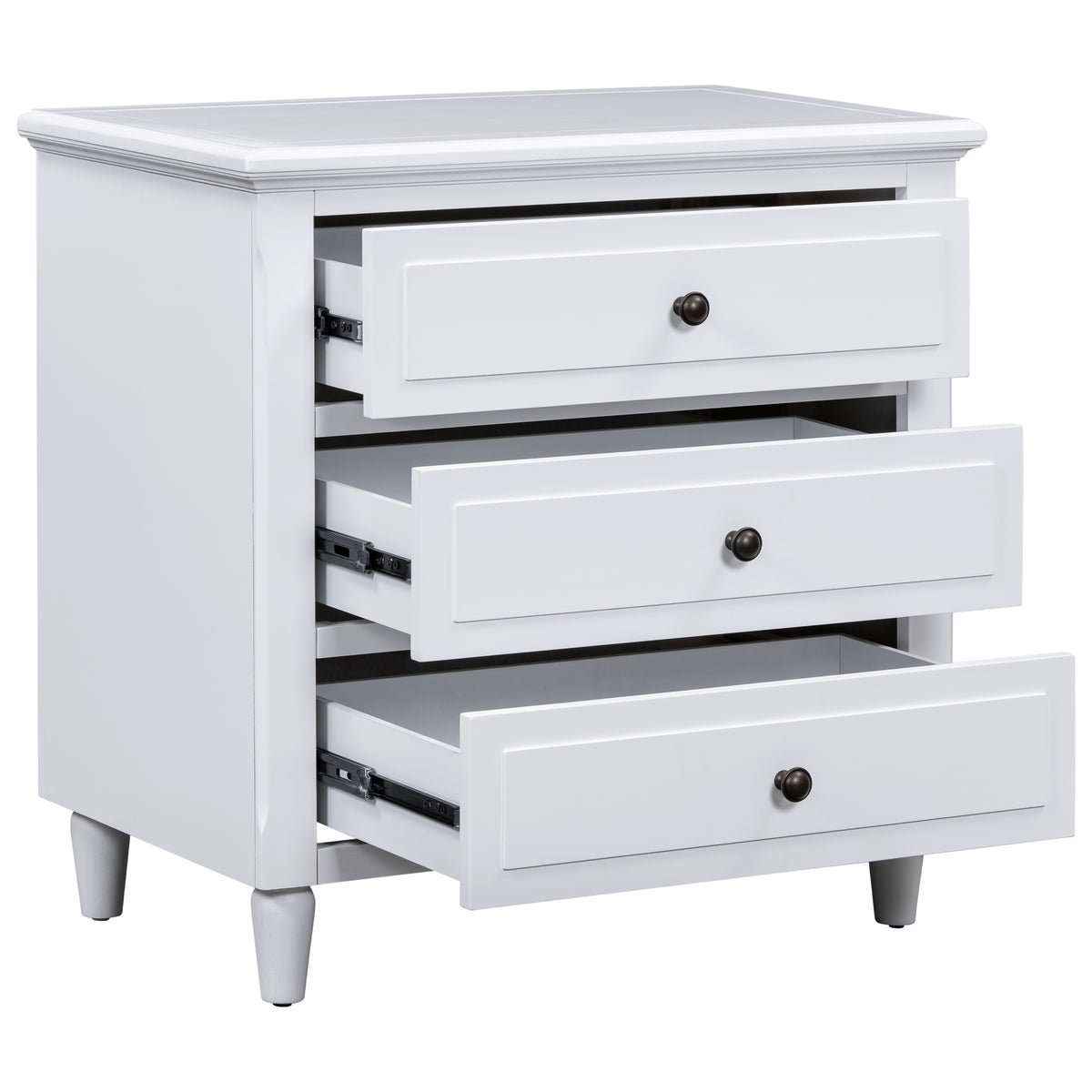 variant-group:rf-n711wf319366aak|Roomfitters 3-Drawer Nightstand Storage Wood Cabinet, Perfect for Bedroom or Living Room with Durable Wood Design and Ample Storage Space, White