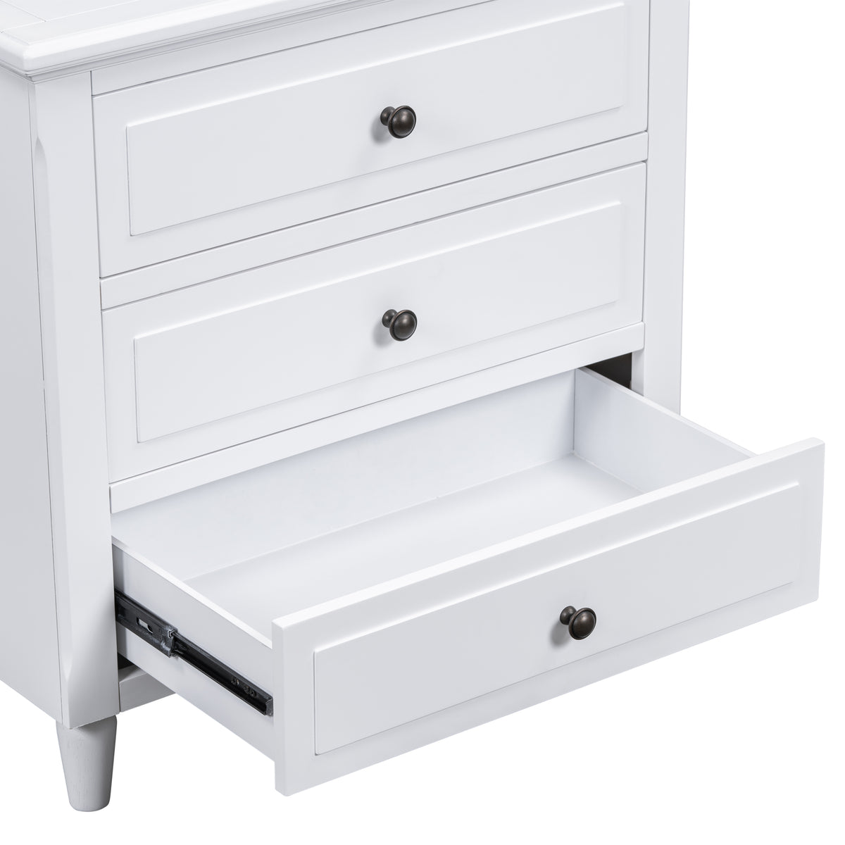 variant-group:rf-n711wf319366aak|Roomfitters 3-Drawer Nightstand Storage Wood Cabinet, Perfect for Bedroom or Living Room with Durable Wood Design and Ample Storage Space, White