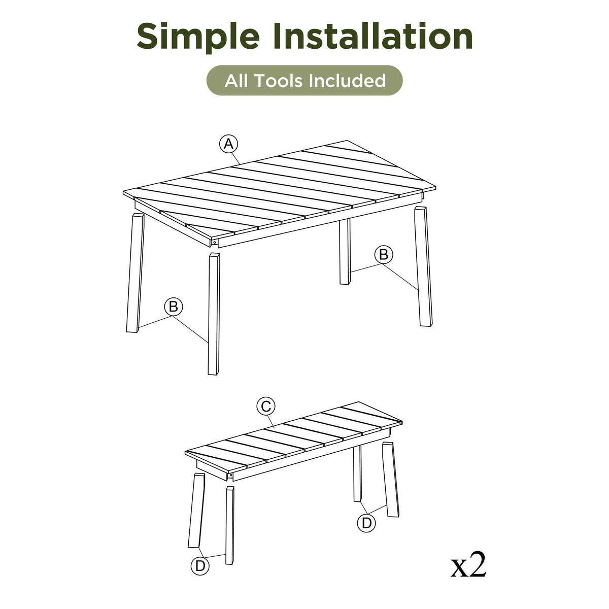Roomfitters 3 Pieces Acacia Wood Table Bench Dining Set for Outdoor & Indoor Furniture with 2 Benches, Picnic Beer Table for Patio, Porch, Garden, Poolside, Natural Wood Tone Roomfitters