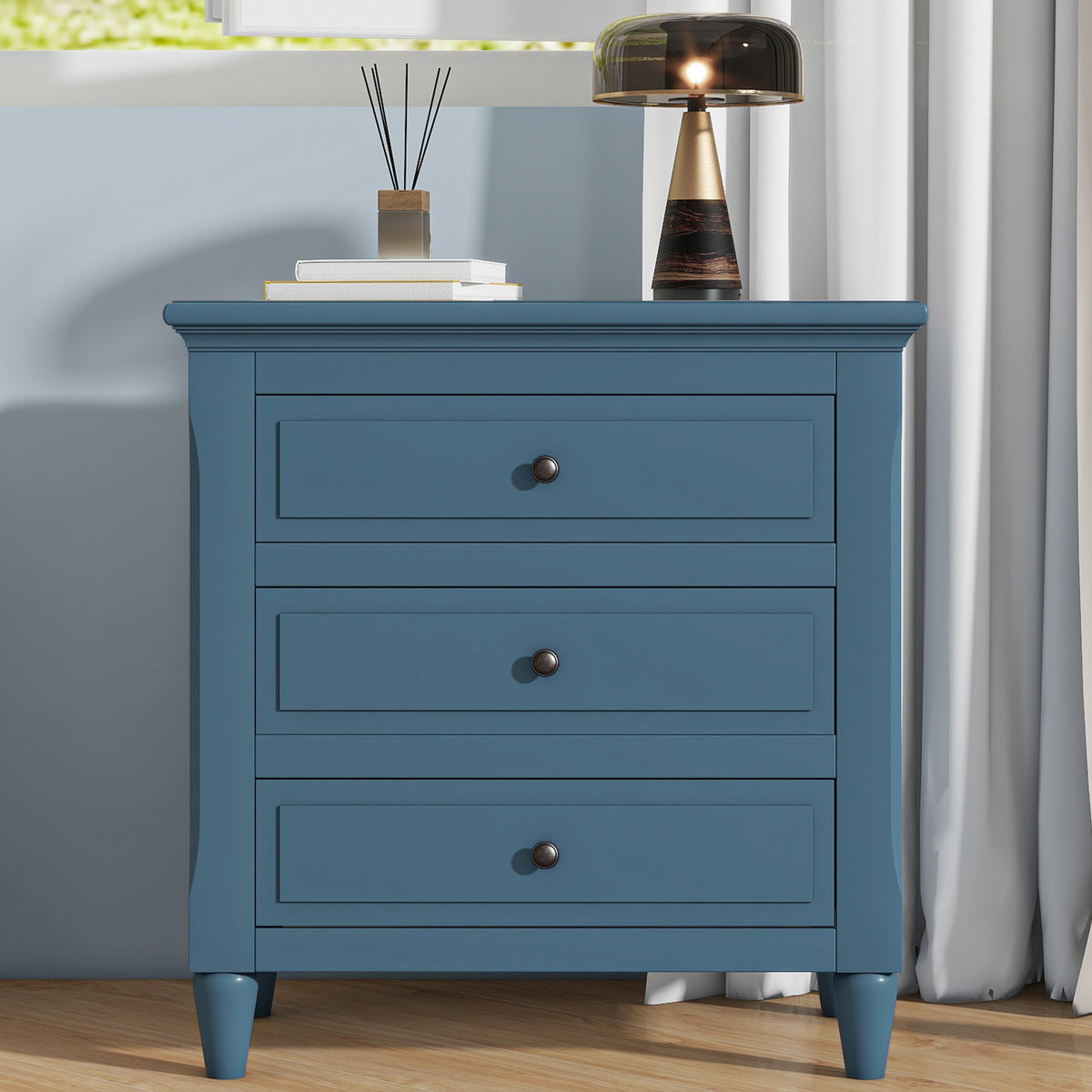 variant-group:rf-n711wf319366aav|Roomfitters 3-Drawer Nightstand Storage Wood Cabinet with Spacious Drawers, Perfect for Bedroom or Living Room Organization, Stylish and Durable, Blue