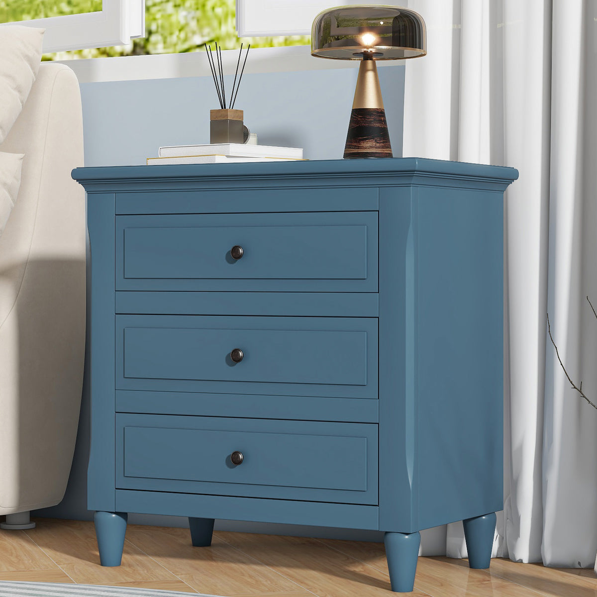 variant-group:rf-n711wf319366aav|Roomfitters 3-Drawer Nightstand Storage Wood Cabinet with Spacious Drawers, Perfect for Bedroom or Living Room Organization, Stylish and Durable, Blue