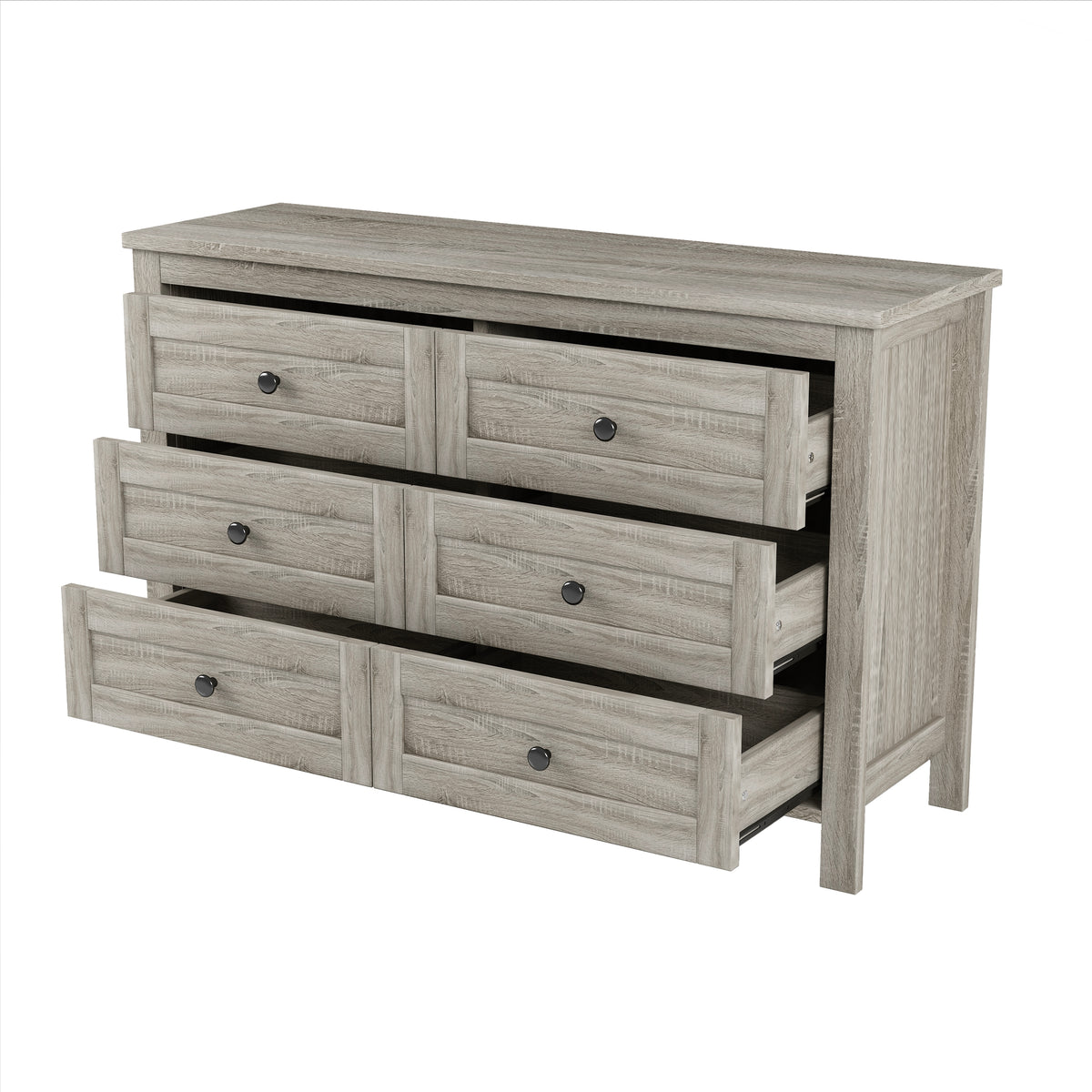 variant-group:rf-n733s369048g|Roomfitters 3 Piece Bedroom Set, Full Farmhouse Platform Bed with Sliding Headboard, Bedside Tables, Antique Gray
