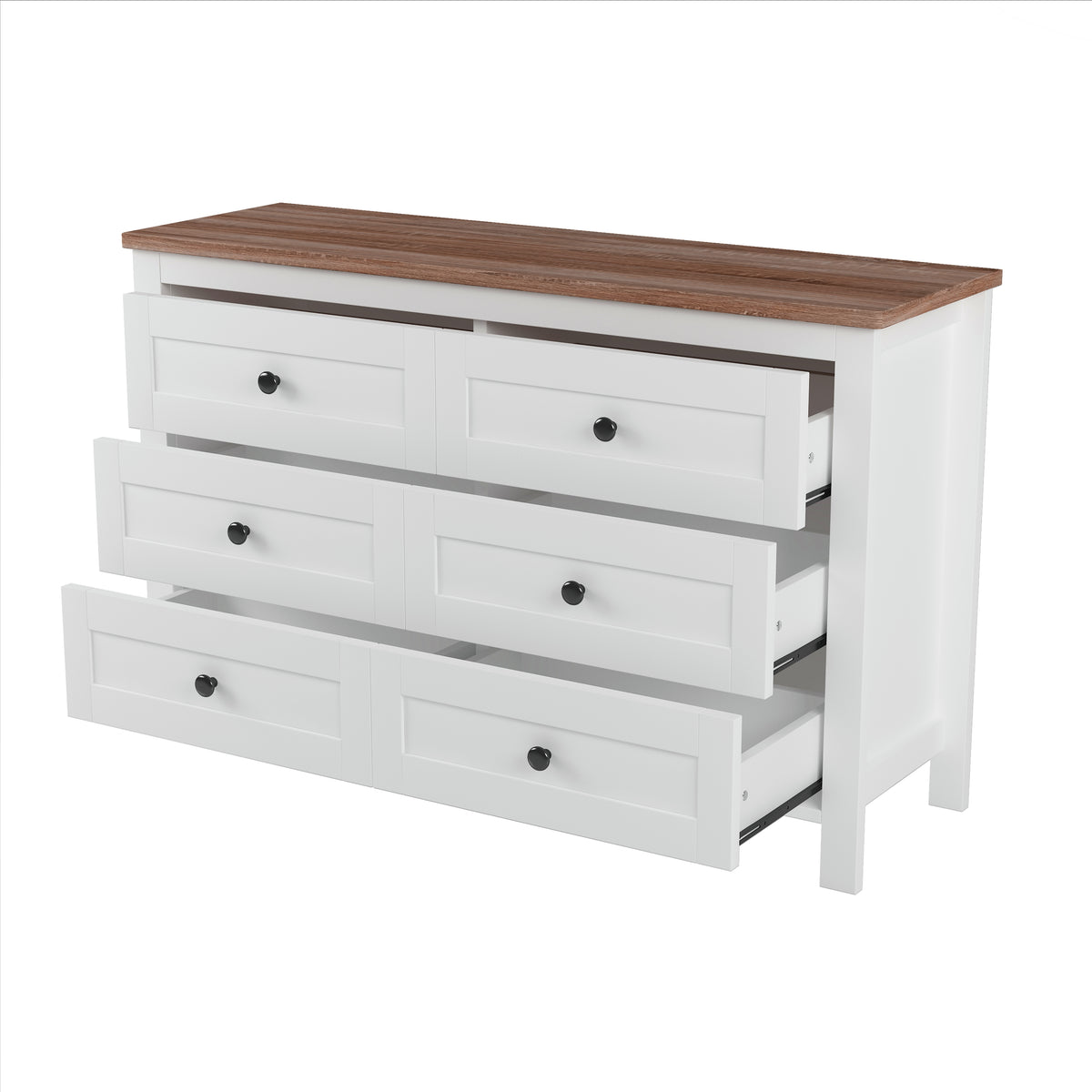 variant-group:rf-n733s369048k|Roomfitters 3 Piece Bedroom Set, Full Farmhouse Platform Bed with Sliding Headboard, Bedside Tables, White Brown