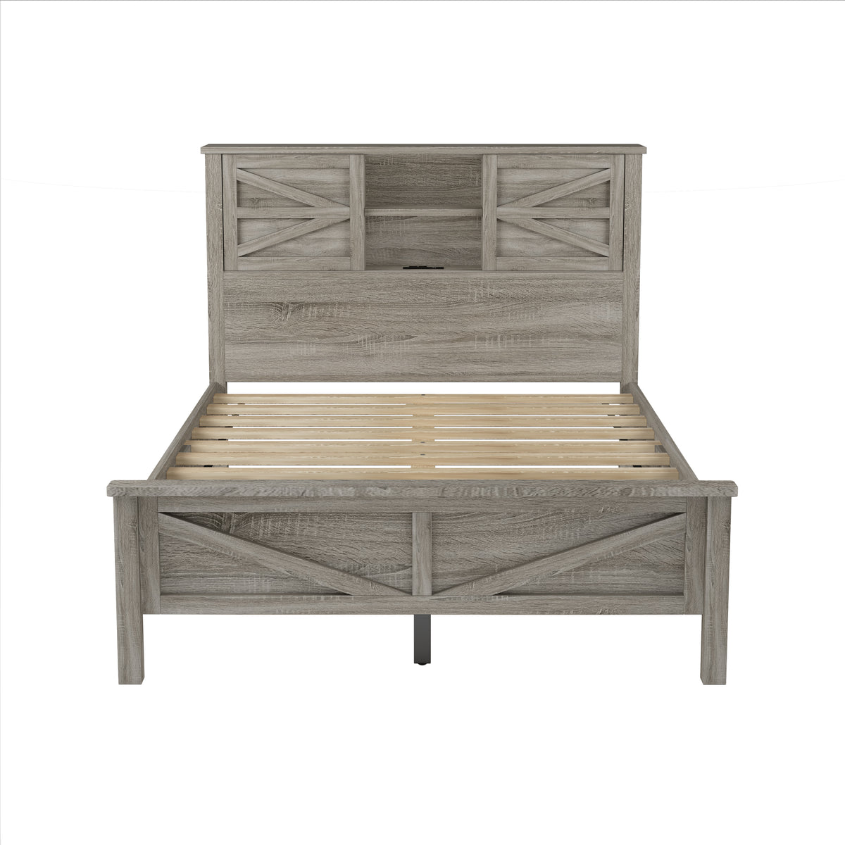 variant-group:rf-n733s369048g|Roomfitters 3 Piece Bedroom Set, Full Farmhouse Platform Bed with Sliding Headboard, Bedside Tables, Antique Gray