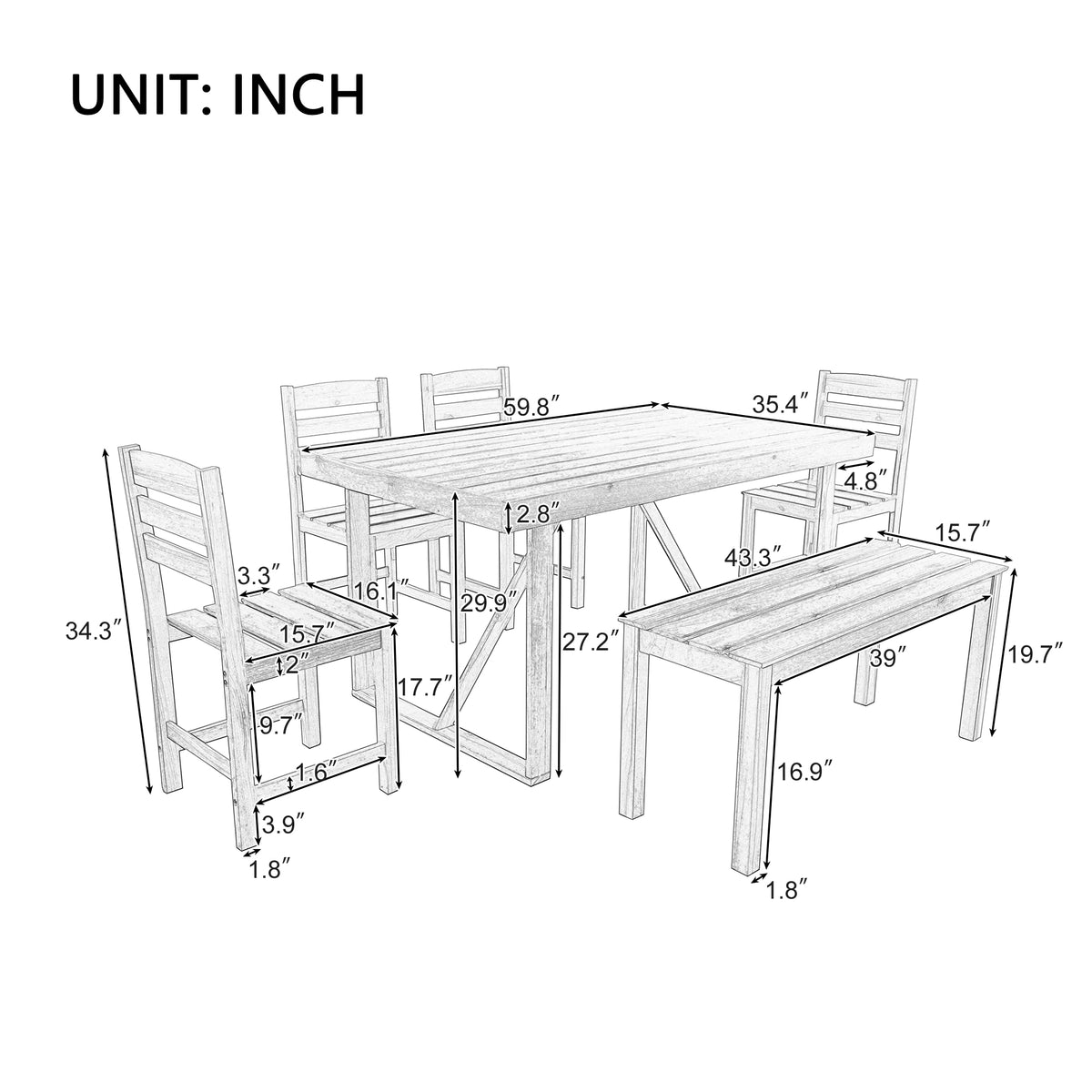 variant-group:rf-n711wy000432aaa|Roomfitters High-Quality Acacia Wood Outdoor Table and Chair Set for Patio, Balcony, Backyard, Natural Wood