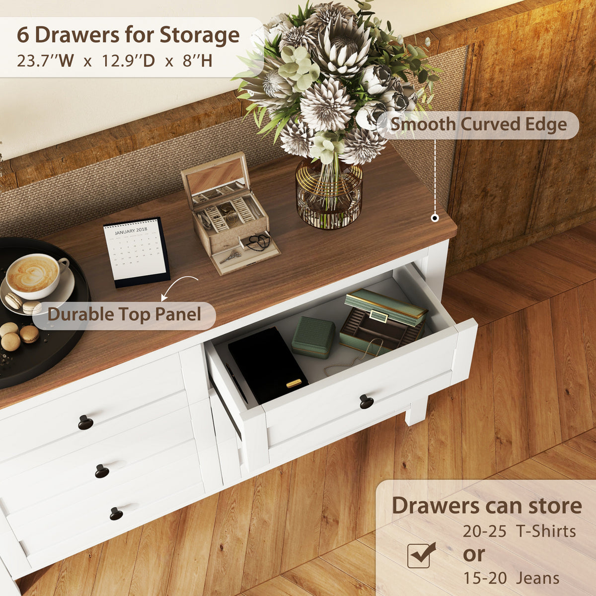 variant-group:rf-n733s369048k|Roomfitters 3 Piece Bedroom Set, Full Farmhouse Platform Bed with Sliding Headboard, Bedside Tables, White Brown