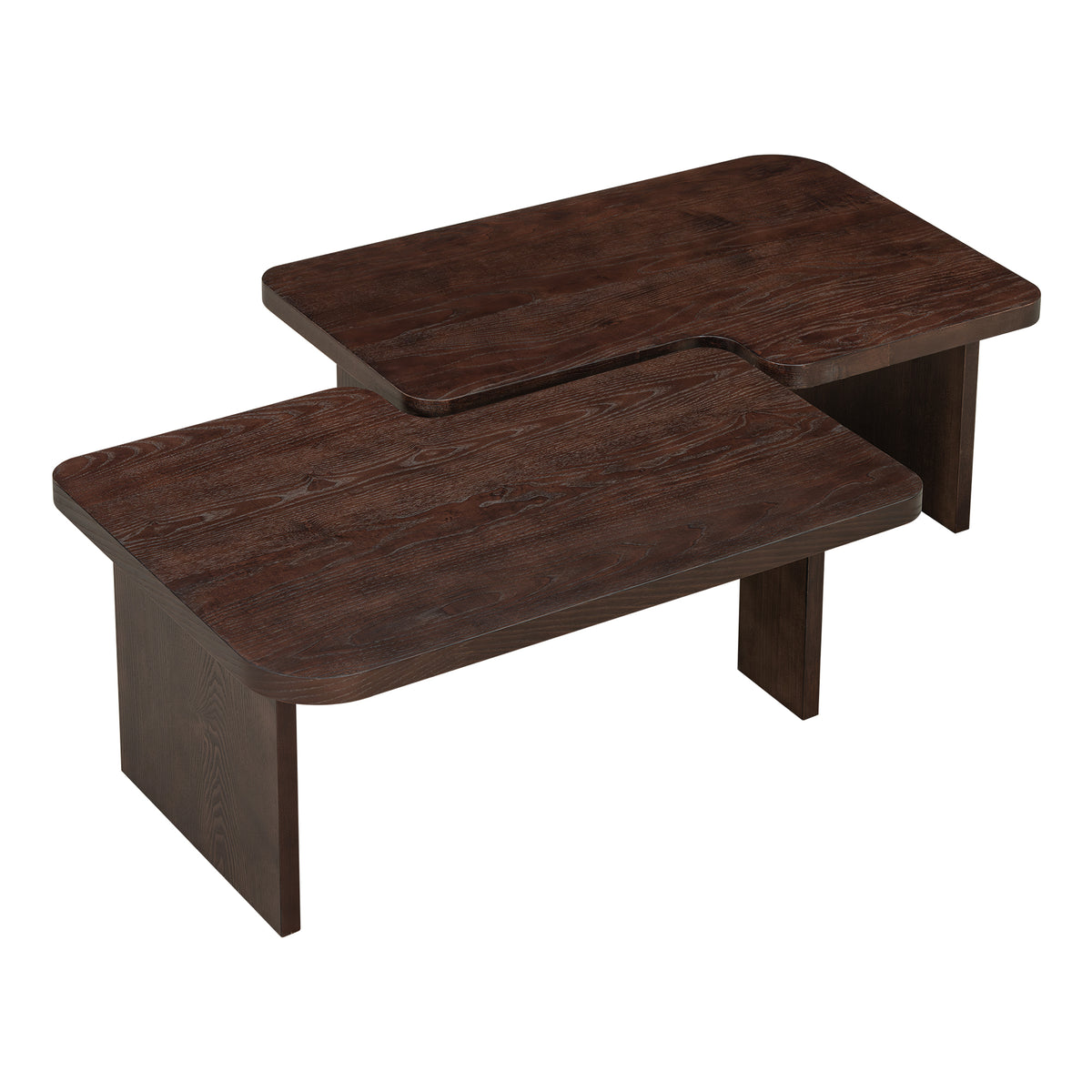 variant-group:rf-n724p232174p|Roomfitters Minimalist Coffee Table Set, Rectangular Center Table with Two-Tone Design, Espresso