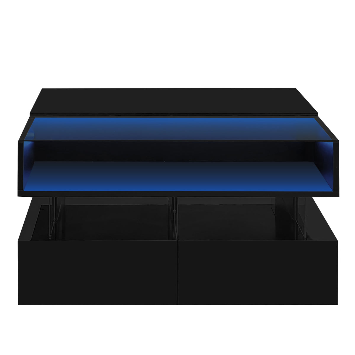 variant-group:rf-n724p290043b|Roomfitters Lift-Top Square Coffee Table with Glass Surface, Hidden Storage, High Gloss Finish, Black