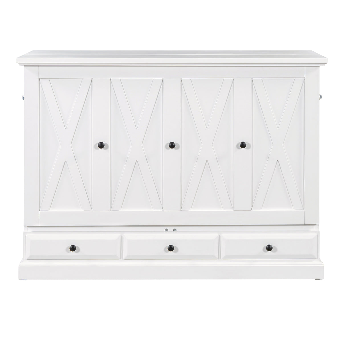 variant-group:rf-n701bs701p170501k|Roomfitters Full Size Murphy Bed Cabinet with Charging Station and Storage Drawer, Freestanding Fold Out Guest Bed, White