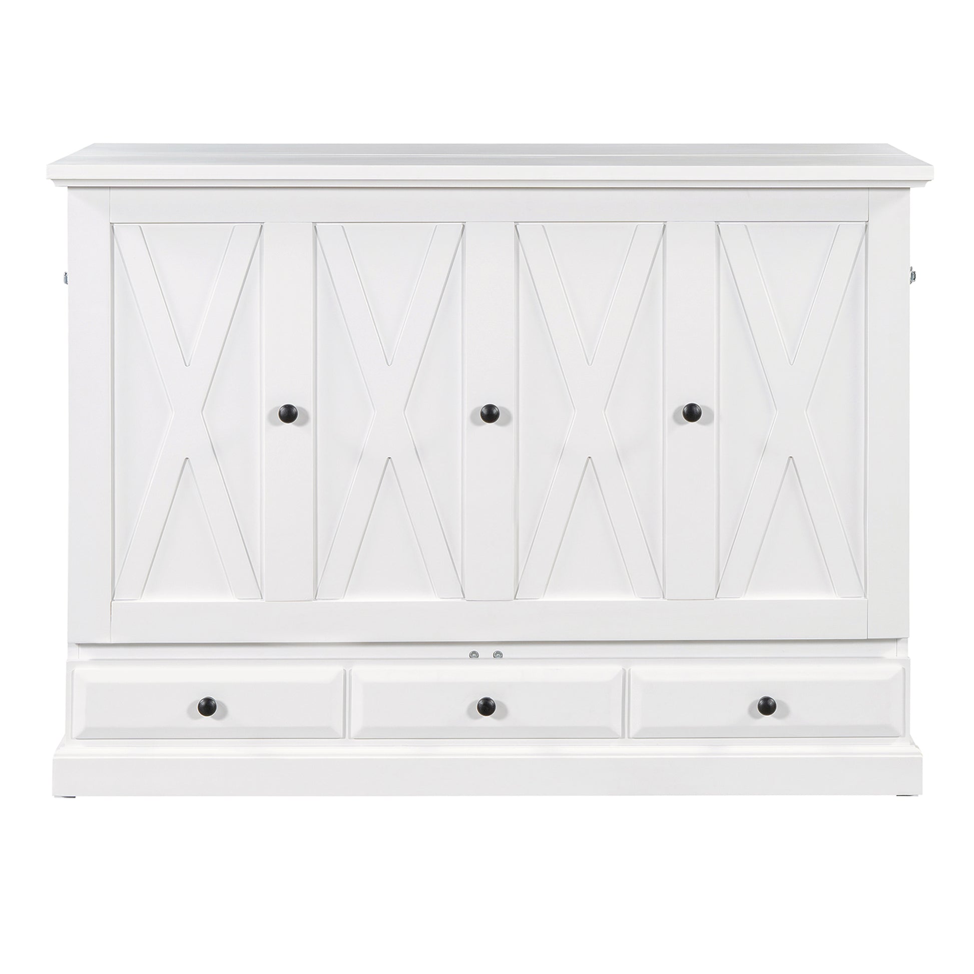 variant-group:rf-n701bs701p170501k|Roomfitters Full Size Murphy Bed Cabinet with Charging Station and Storage Drawer, Freestanding Fold Out Guest Bed, White
