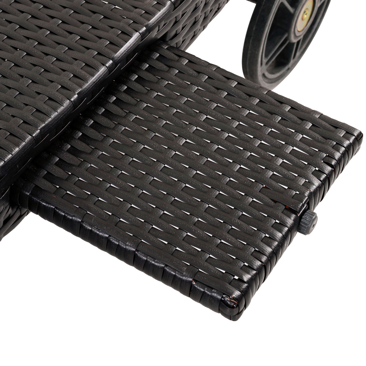 variant-group:rf-n707p395515d|Roomfitters 80"W Patio Chaise Lounge Chairs Set of 2 with Wheels, Folding Table, Adjustable Rattan Loungers, Black & Brown