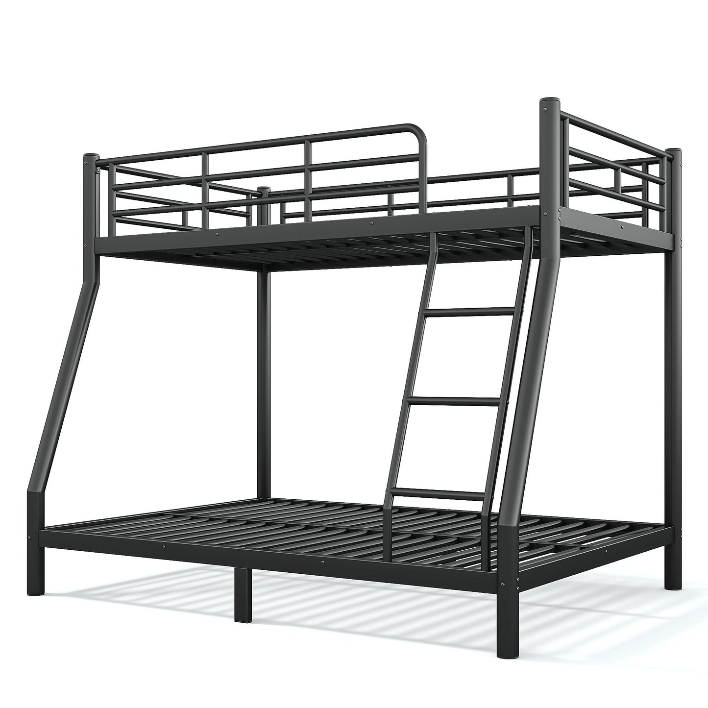 Roomfitters Twin over Full Bunk Bed Frame for Teens Adults, Heavy Duty Metal Round Tube Noise Free No Box Spring, Black