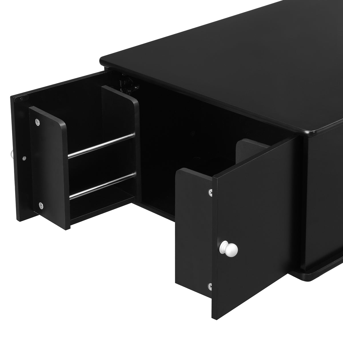 variant-group:rf-n724p286418b|Roomfitters Modern Rectangle Coffee Table with 4 Drawers and Hidden Side Storage, Solid Wood Legs, Black
