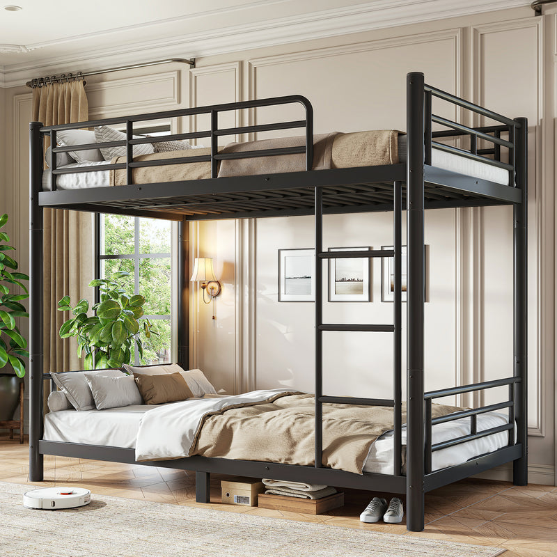 variant-group:rf-w1580p454721|Roomfitters Twin XL over Twin XL Metal Bunk Bed Frame for Teens Adults, Convertible 2 Separate Beds Round Tube, Black
