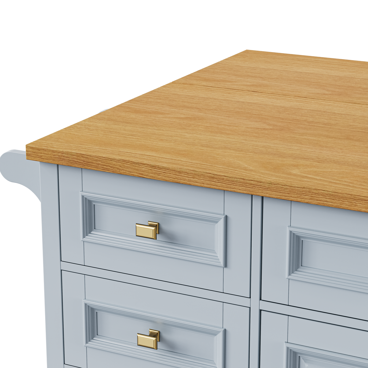 variant-group:rf-n707p195393g|Roomfitters 52" Kitchen Island with Drop Leaf, Rolling Kitchen Cart with Storage Cabinet, Spice Rack, Towel Rack, Adjustable Shelf, Blue Grey
