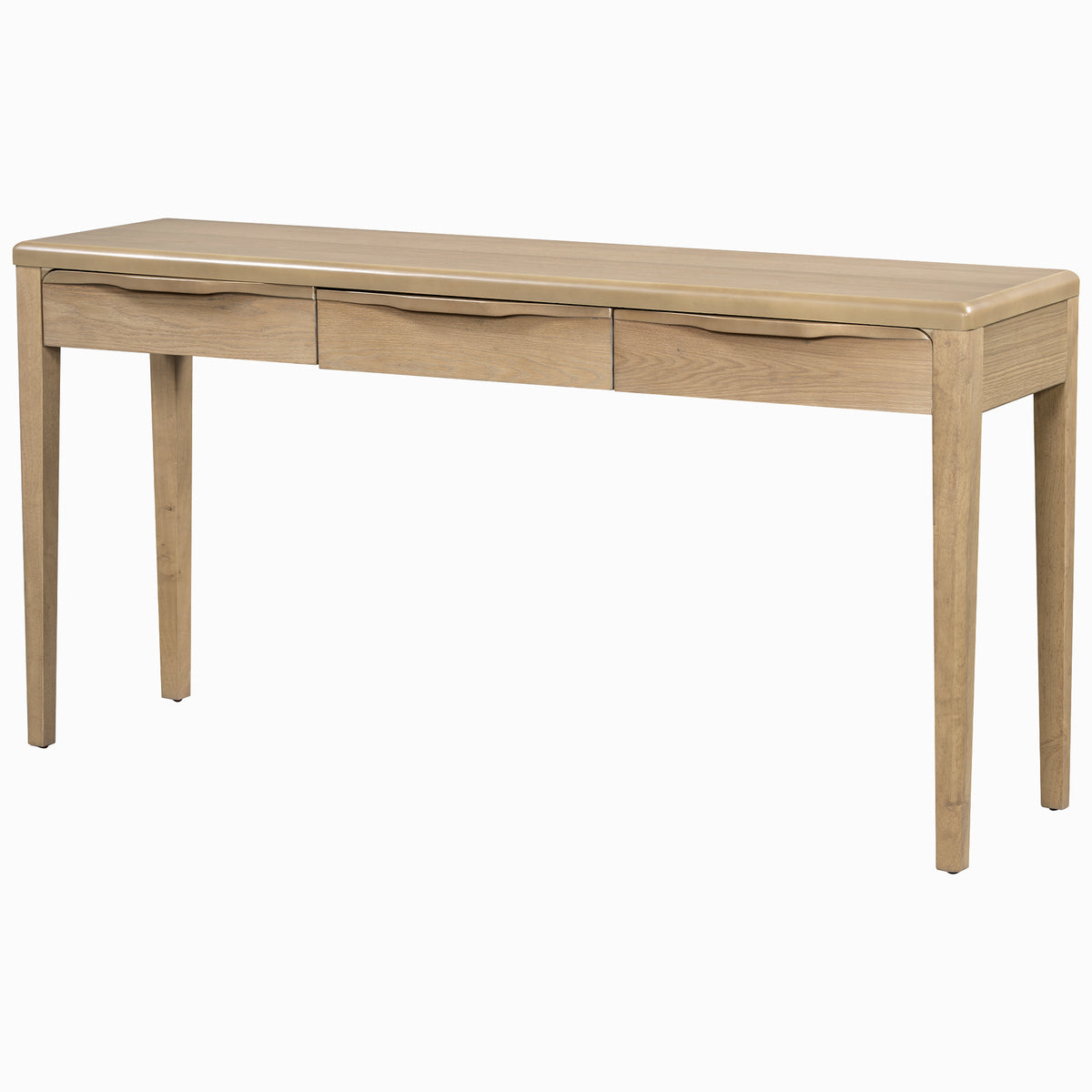 variant-group:rf-n711p401926n|Roomfitters Light Luxury Natural Oak Veneer Console Table with 3 Wavy Curved Drawers and Soft Rounded Corners
