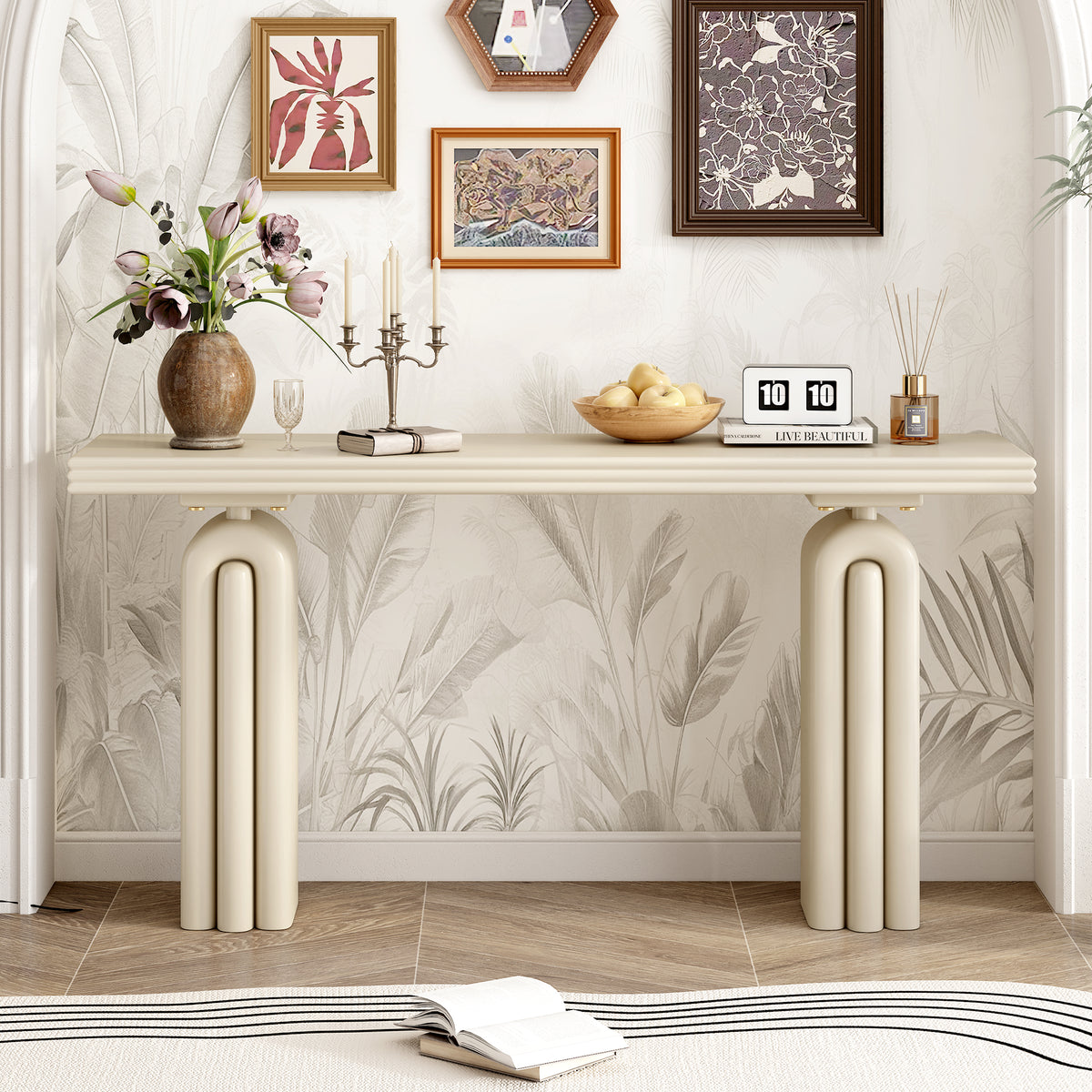 variant-group:rf-n711p235894k|Roomfitters Accent Chic Console Table, Elegant and Luxurious Design for Entryway, Hallway, Living Room, Beige