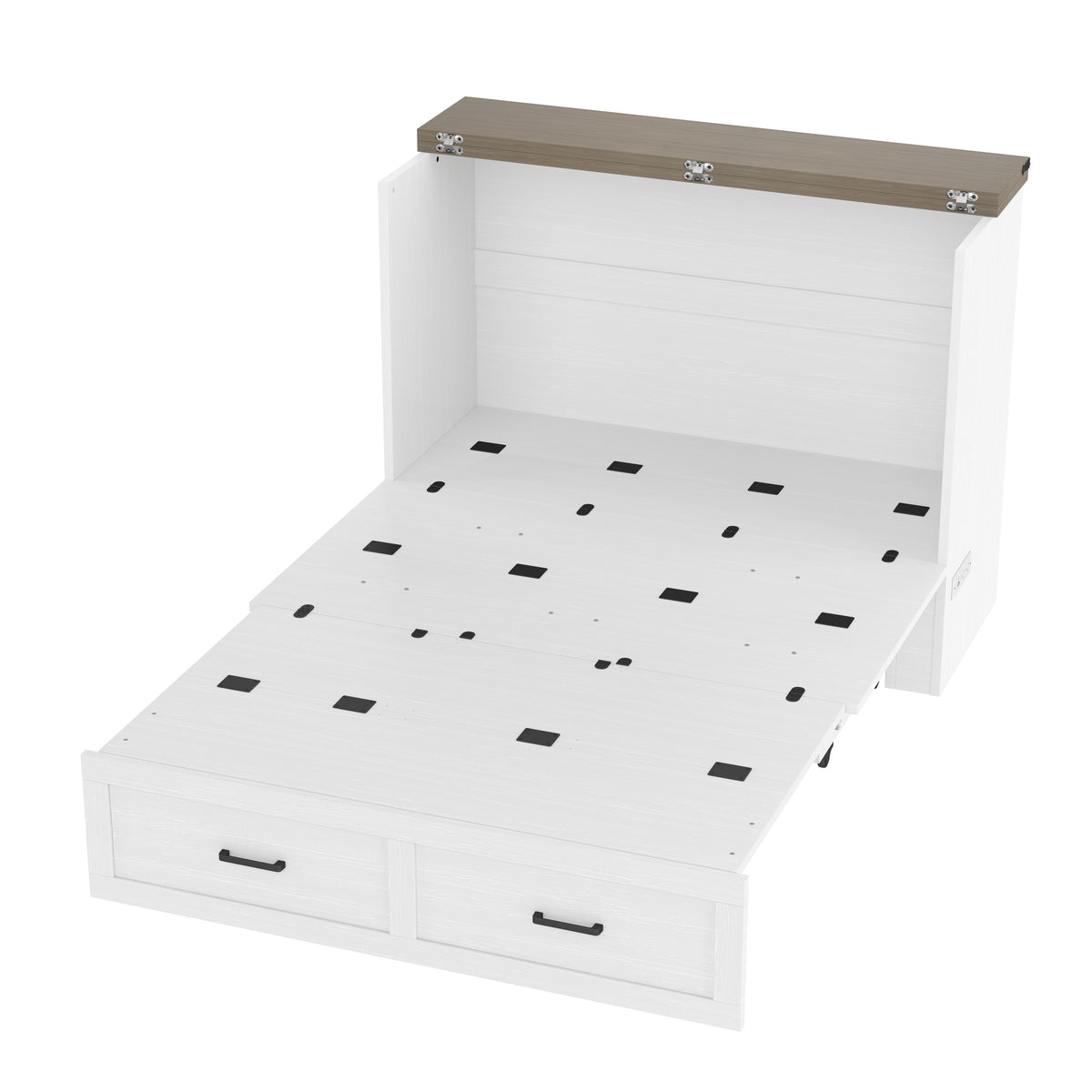 variant-group:rf-n733s293995w|Roomfitters Full Size Murphy Bed Cabinet with Charging Station, Foldable Platform Bed with Storage Drawer, White