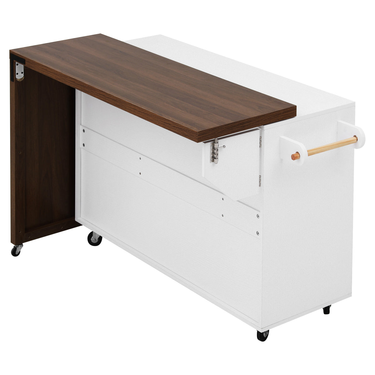 variant-group:rf-n707s000026w|Roomfitters 102.3" Kitchen Island with Tilt Out Trash Can Cabinet, Rolling Storage Cart, Slide-out Spice Rack, White