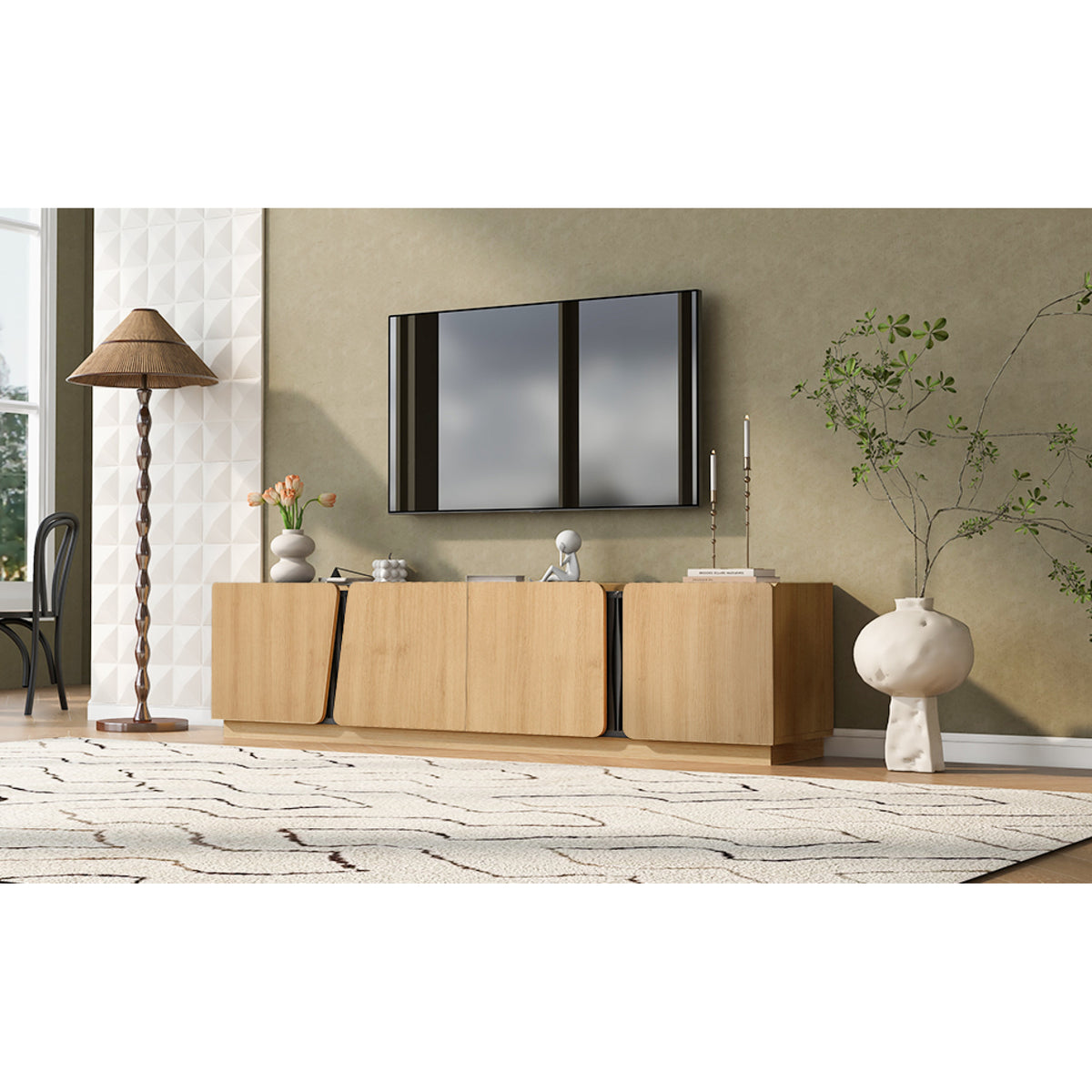 variant-group:rf-n724p426854m|Roomfitters Modern Storage Cabinet Credenza TV Media Console, Oak Finish
