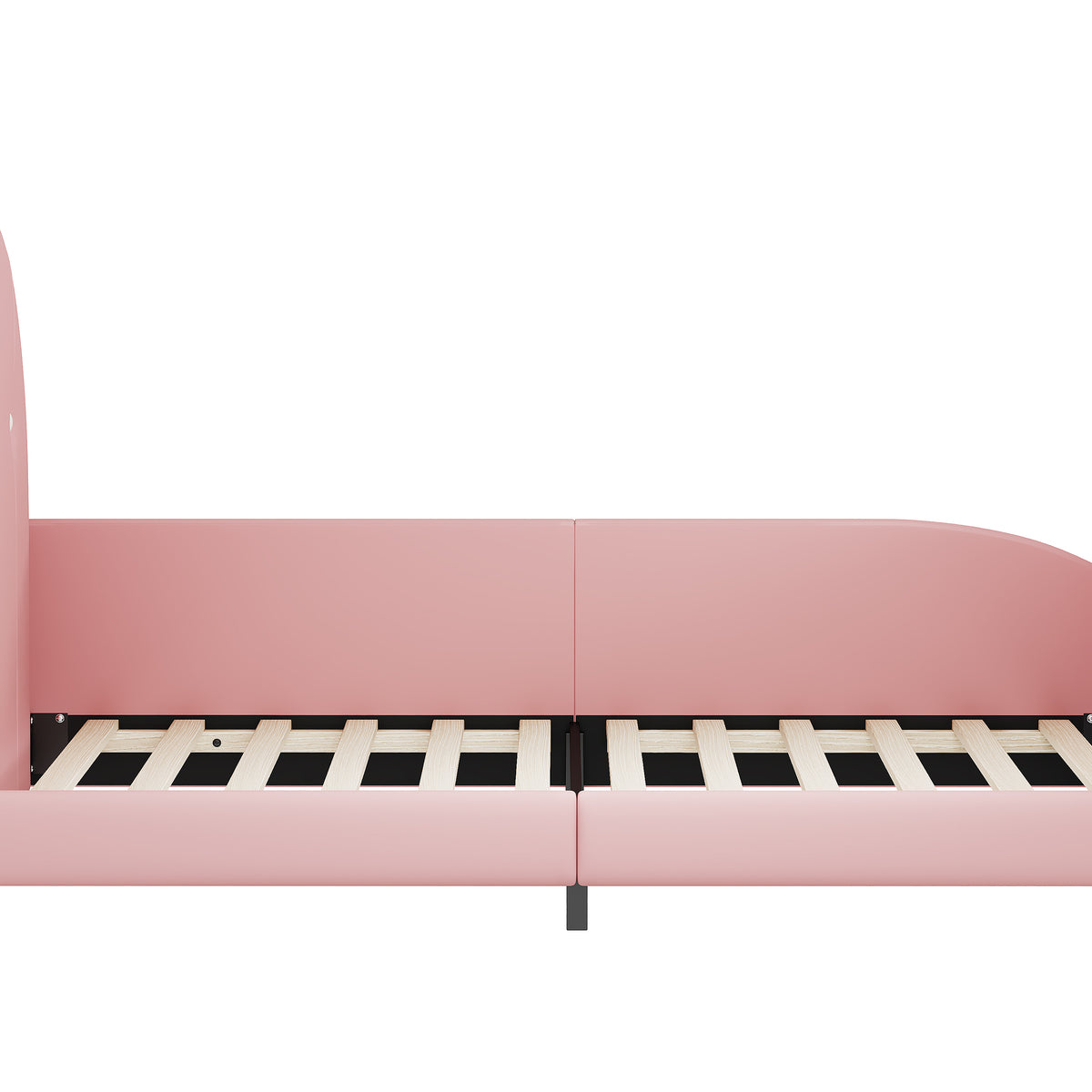 variant-group:rf-n733p198764h|Roomfitters Rabbit-Shaped Princess Twin Platform Bed with Upholstered Headboard and Footboard, Pink