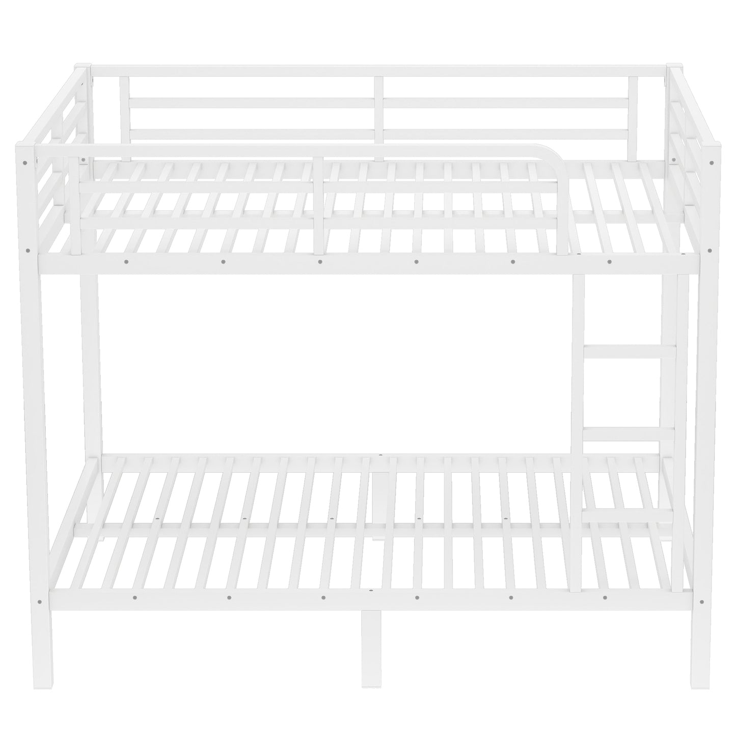 variant-group:rf-w1580p329015|Roomfitters Metal Full Over Full Bunk Bed Frame with Ladder & Safety Rail, Durable Space-Saving Design, White