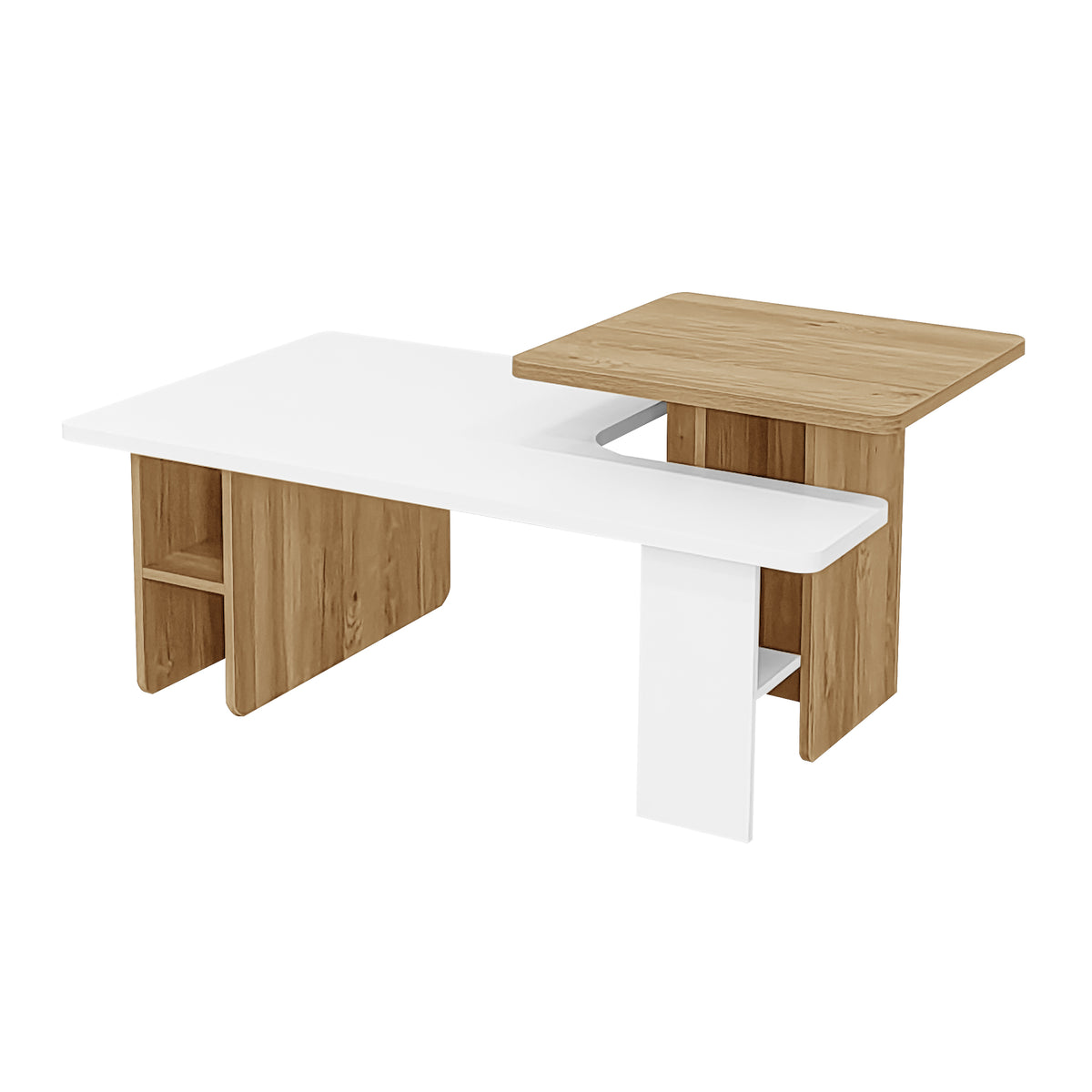 variant-group:rf-n724p294661k|Roomfitters Farmhouse Nesting Coffee Table Set of 2, Rectangle Wood Finish Accent Tables for Living Room and Sofa Side, White