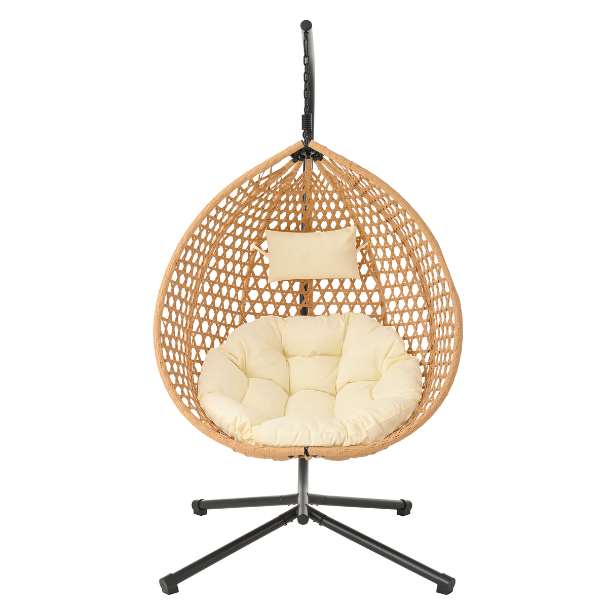 variant-group:rf-n711p255131q|Roomfitters Hanging Egg Chair with Stand, Rattan Wicker Swing Chair with Cushion for Indoor Outdoor Patio Balcony, Beige