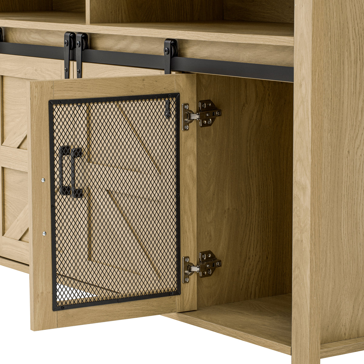 variant-group:rf-n711p347388o|Roomfitters 59.3" Sideboard Buffet Cabinet with Sliding Barn Doors, Modern Farmhouse Storage for Kitchen & Dining, Natural