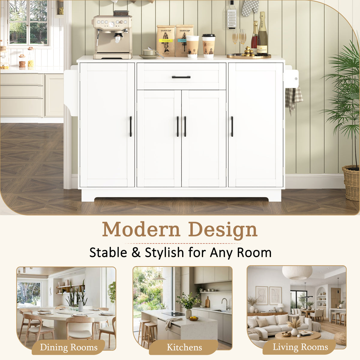 variant-group:rf-n711p437643k|Roomfitters Modern Contemporary White Melamine MDF Sideboard Buffet Cabinet Dining Room Storage Kitchen Credenza