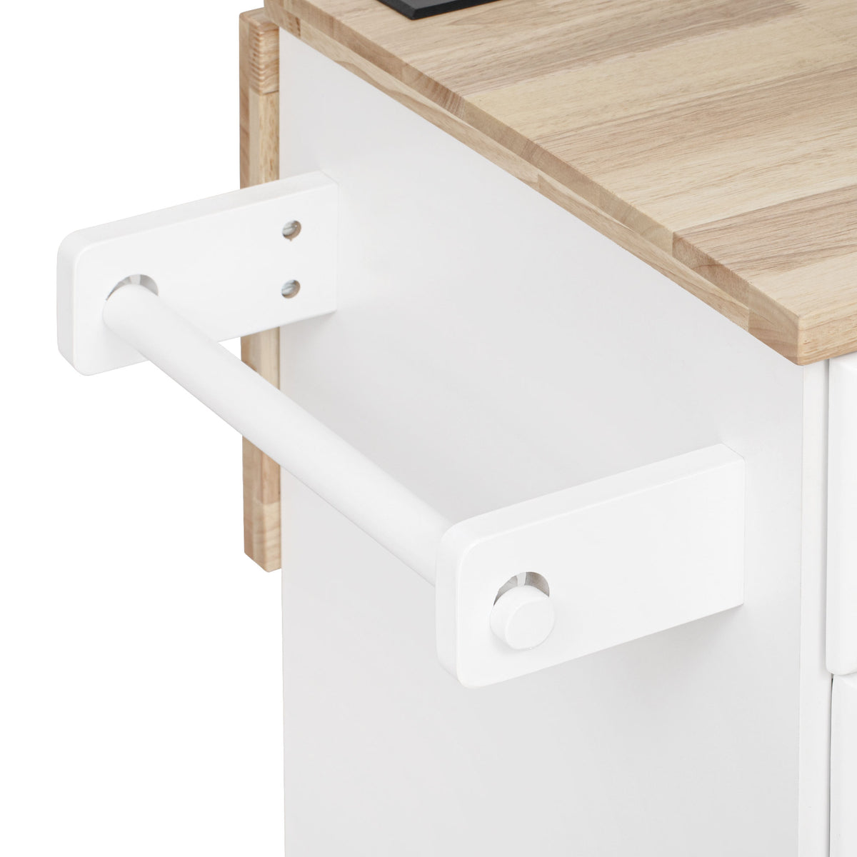 variant-group:rf-n707s299014w|Roomfitters 59.3" Kitchen Island with Power Outlet, Drop Leaf and Double Trash Can Pull Out, Rolling Cart, White