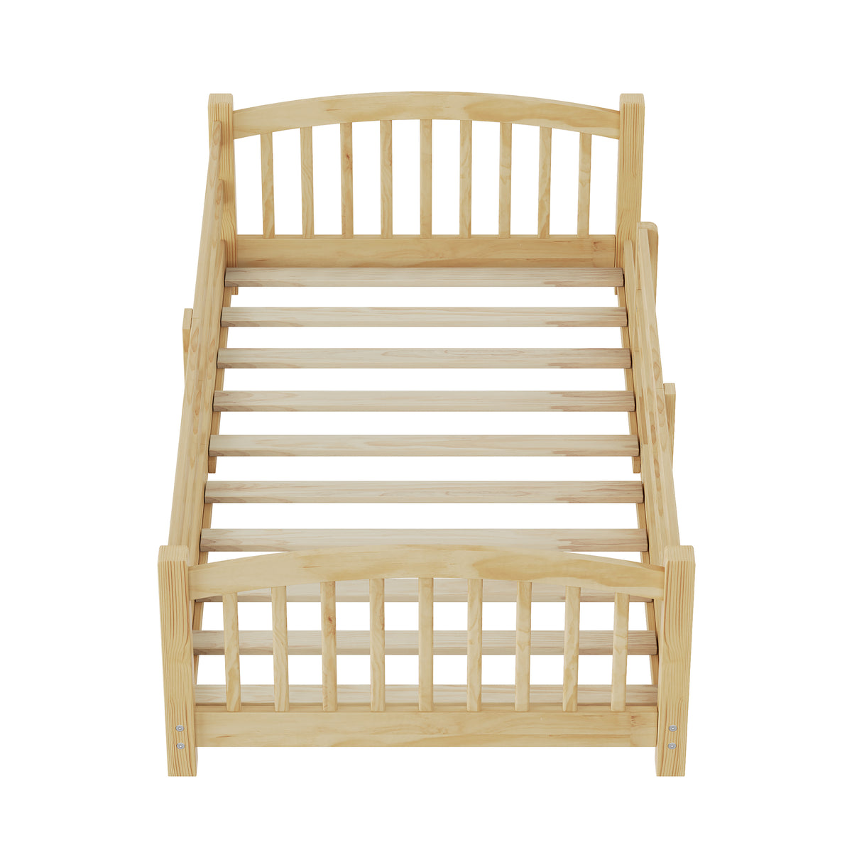 variant-group:rf-n733p400298n|Roomfitters Twin Montessori Floor Bed with Guardrails, Solid Wood Low Platform Bed with Slats, Easy Assembly, Natural