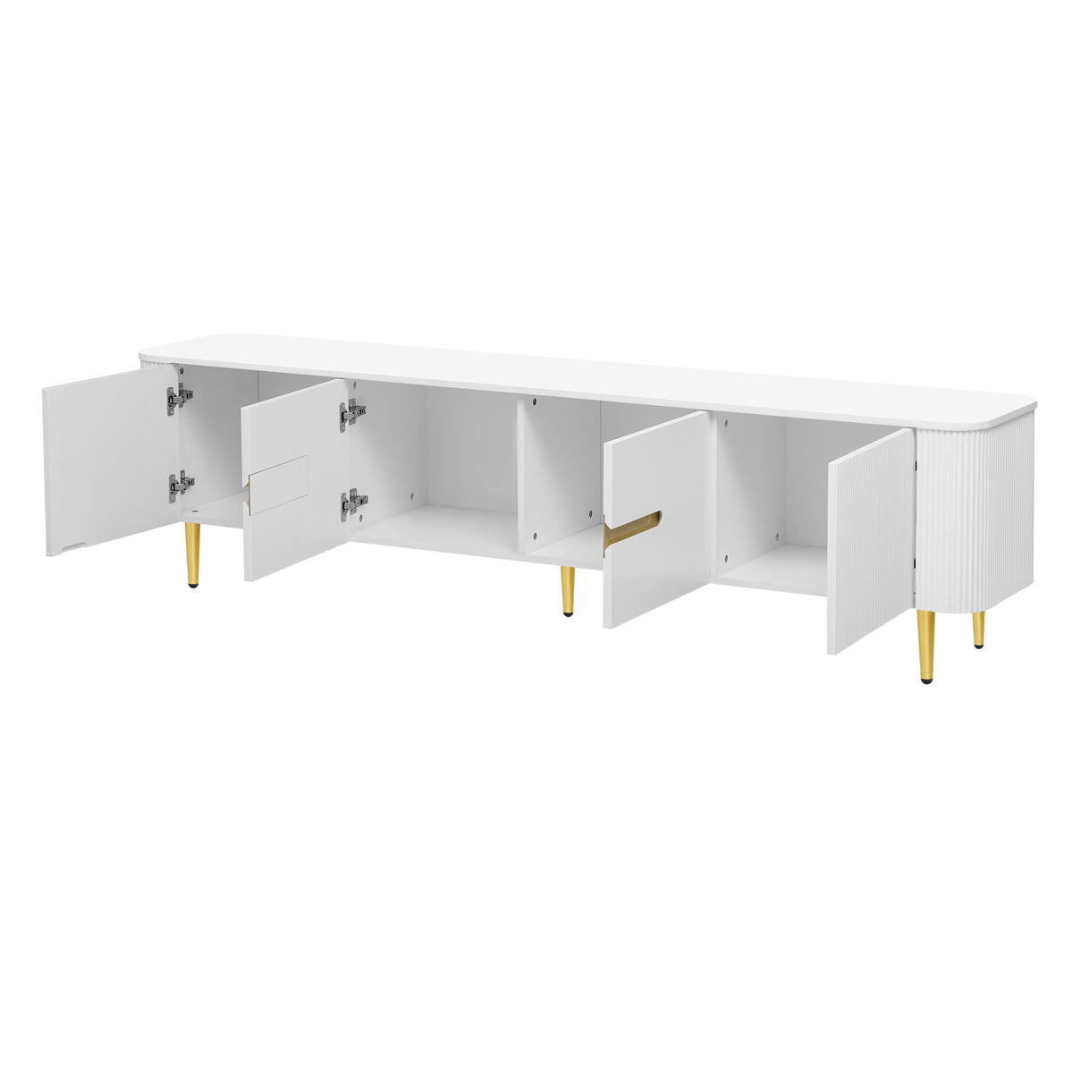 variant-group:rf-n724sj000143aak|Roomfitters Minimalist TV Stand for up to 85 Inch TV, Entertainment Center with Four Spacious Cabinets, White