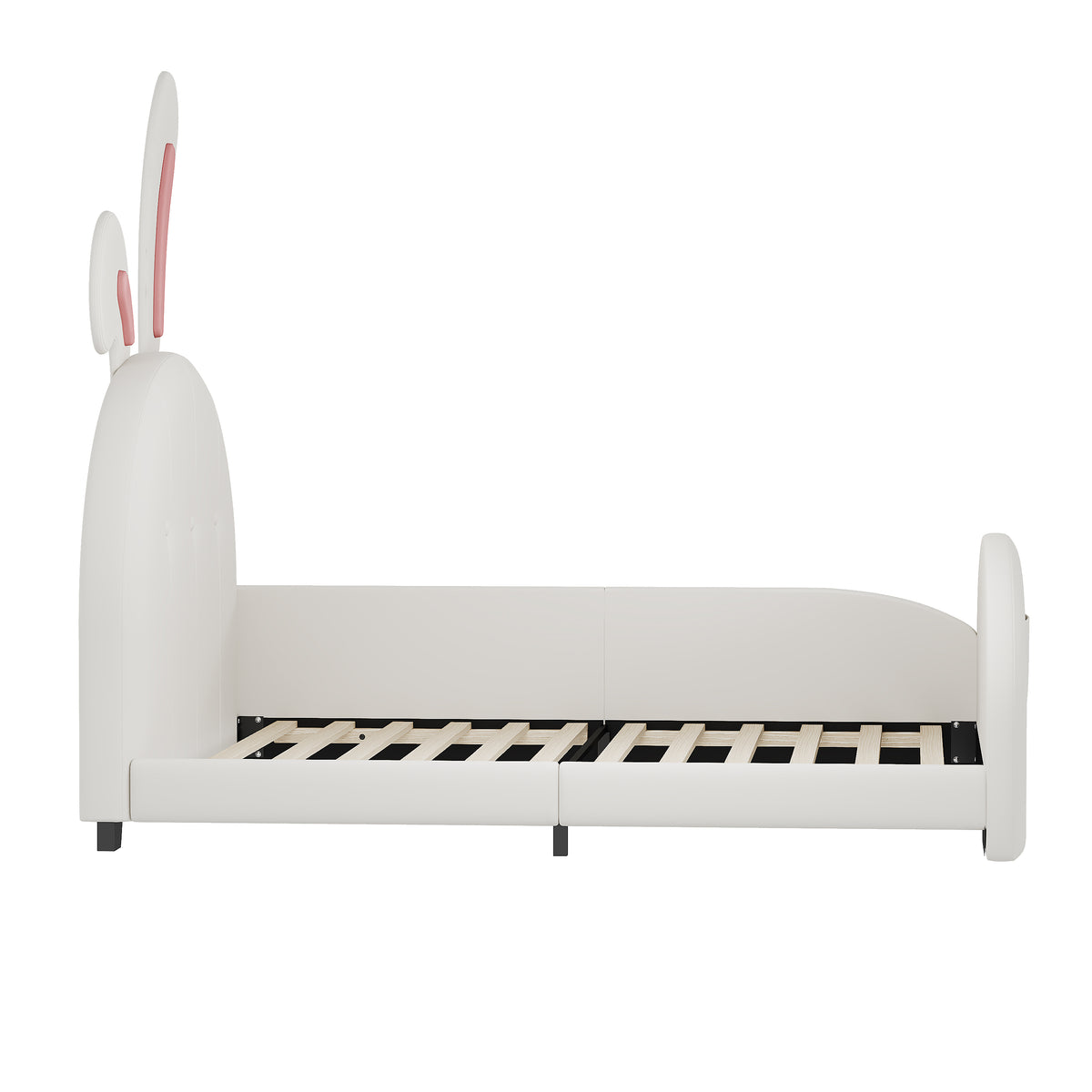 variant-group:rf-n733p198764k|Roomfitters Rabbit-Shaped Princess Twin Platform Bed with Upholstered Headboard and Footboard, White