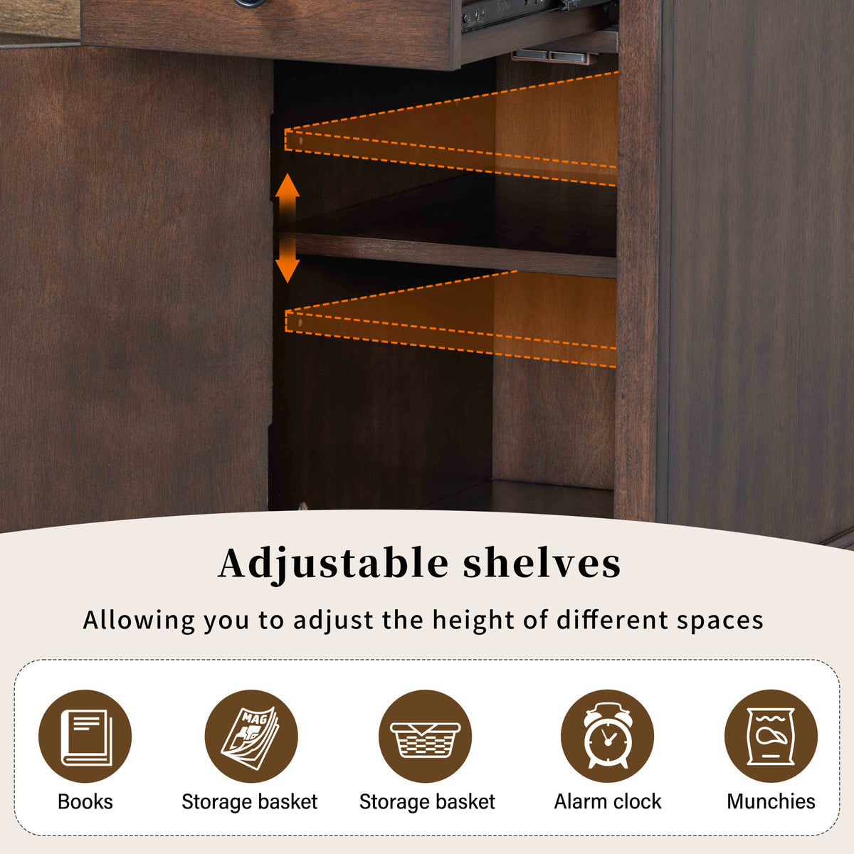 variant-group:rf-n724p353565d|Roomfitters Classic Charging End Table with USB Ports and Storage Drawer, Antique Brown