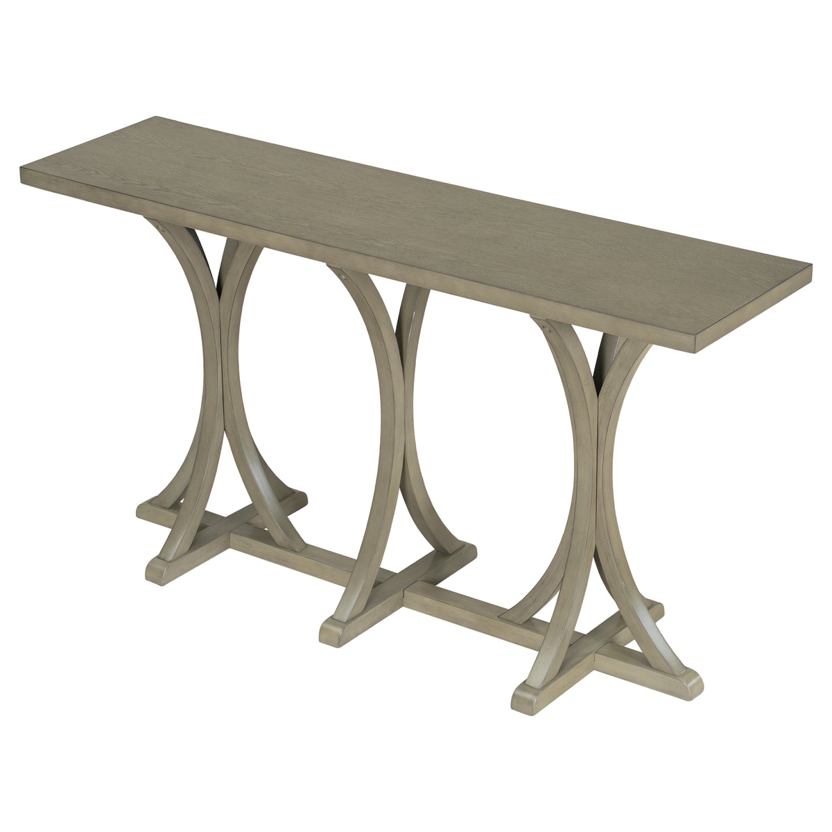 variant-group:rf-n711p295300e|Roomfitters 59.8" Console Table with Oak Veneer Top, Modern Arched Leg Entryway Sofa Table for Hallway & Living Room, Gray