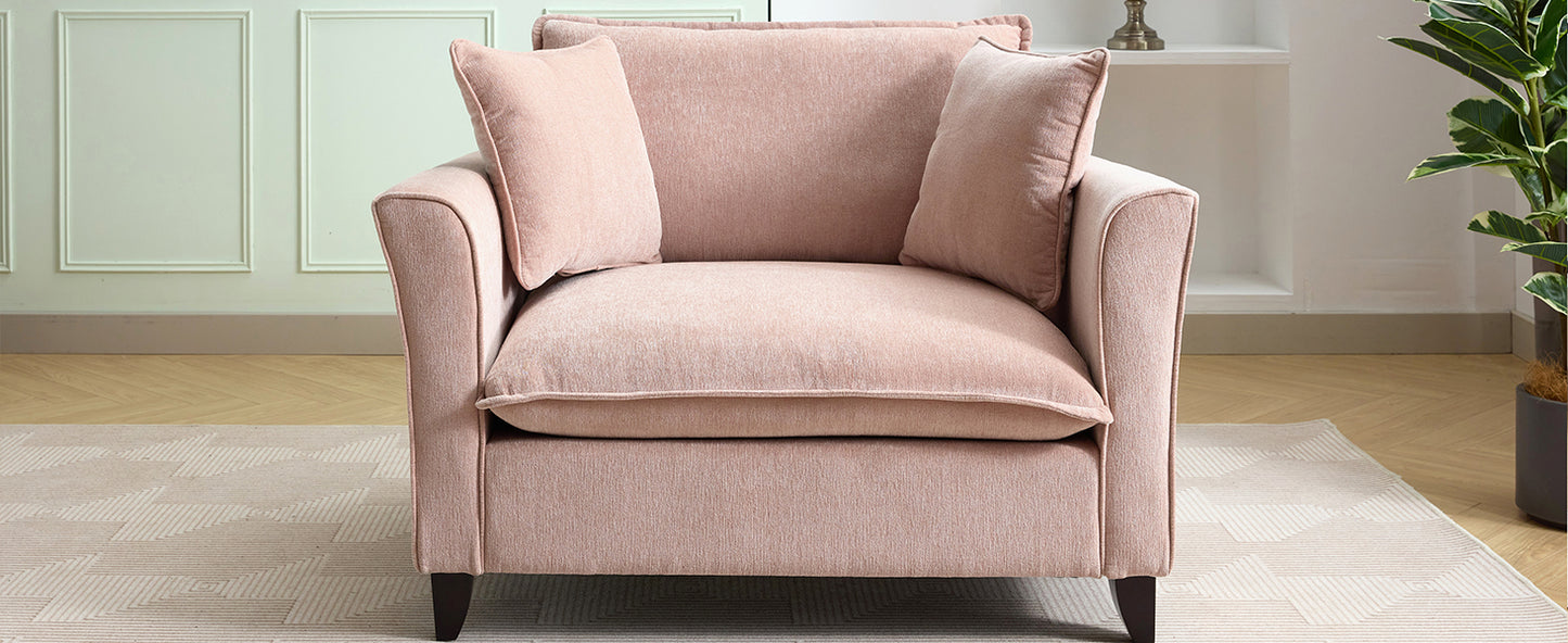variant-group:rf-n701p379404p|Roomfitters 46.3 Inch Oversized Armchair, Chenille Comfy Accent Chair and a Half Sofa, Rubberwood Legs Pillow, Pink